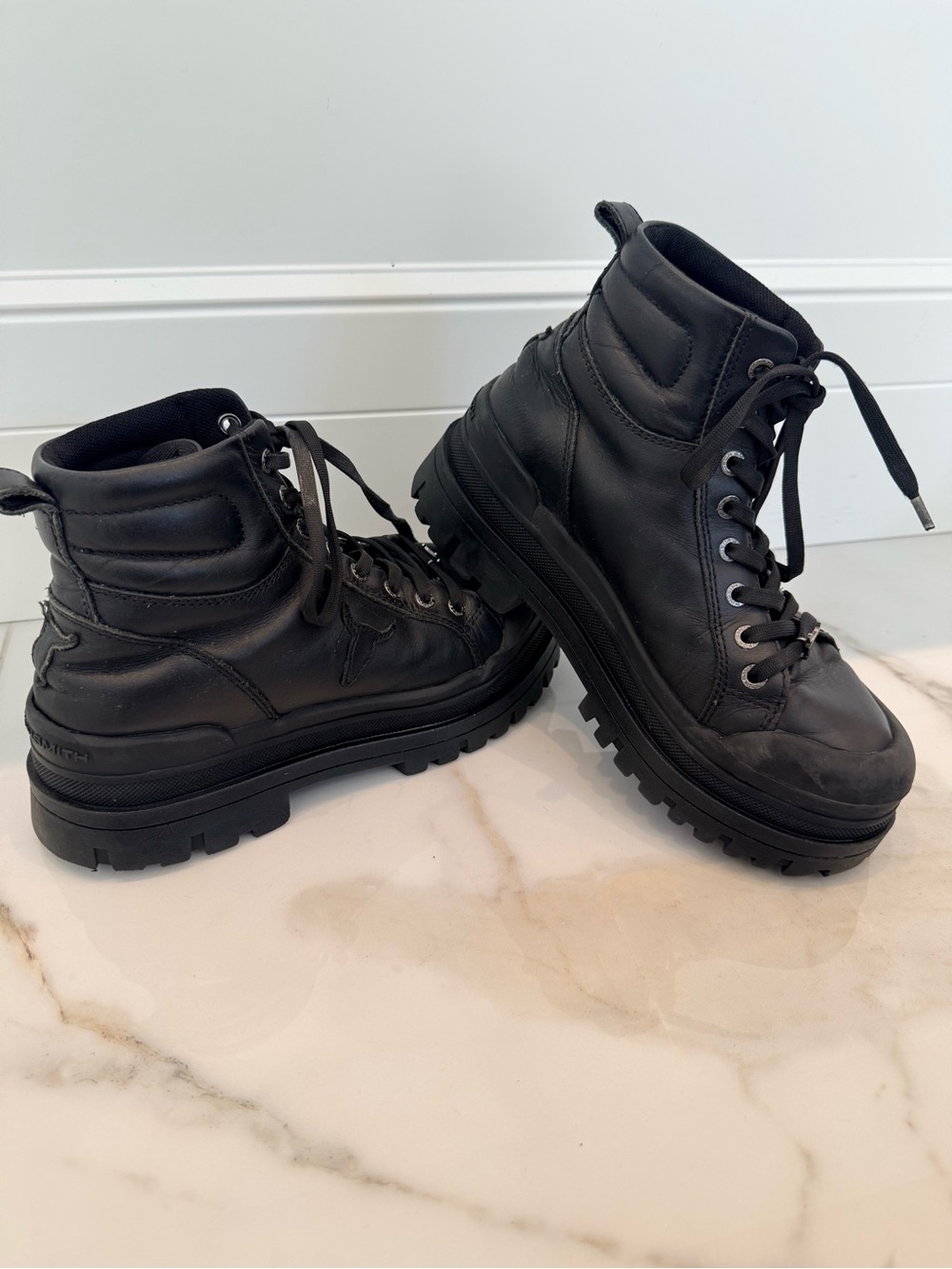 Windsor smith black leather platform boots - women’s size 9 US EUR39